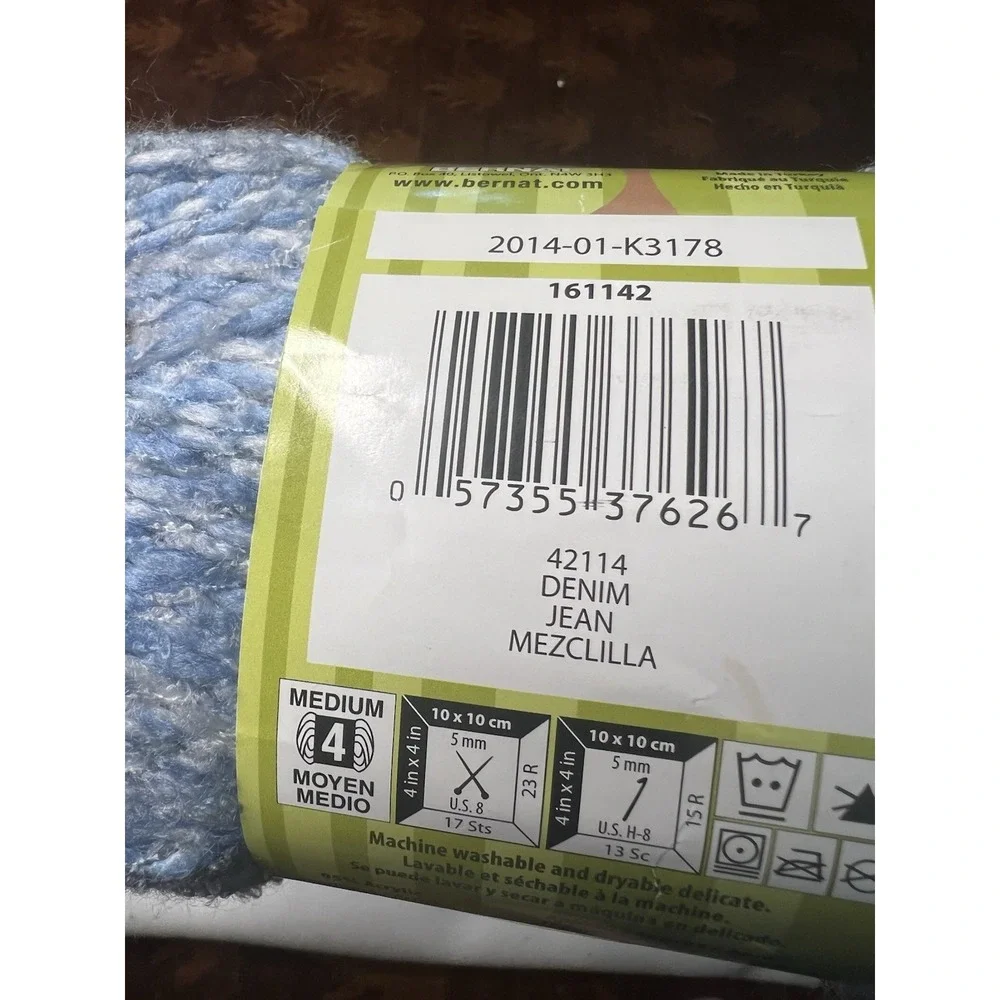 Bernat Li'l Tots Yarn Denim 42114 Lot of 4 Skeins 760 Yds Discontinued